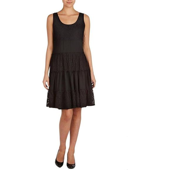 Peter Nygard Black Lacey Layered Dress NEW with tags - Picture 1 of 8